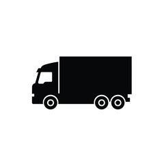 Black delivery truck icon simple illustration on white background for transportation design