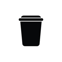 Black and white minimalist icon of a coffee cup representing beverage consumption and takeaway