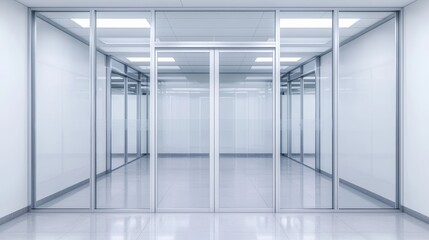 Modern Office Interior with Glass Partitions