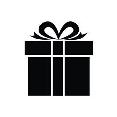 Simple black and white gift box illustration for christmas or other celebrations