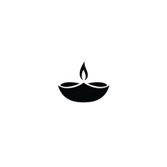 Simple vector illustration of a lit oil lamp for indian festival celebrations