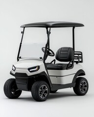 White golf cart with black top and seats
