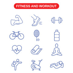 set icon of fitness and sport