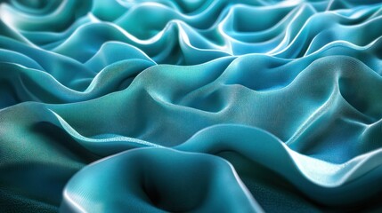 Obraz premium Teal fabric waves, abstract background, textile texture, design element
