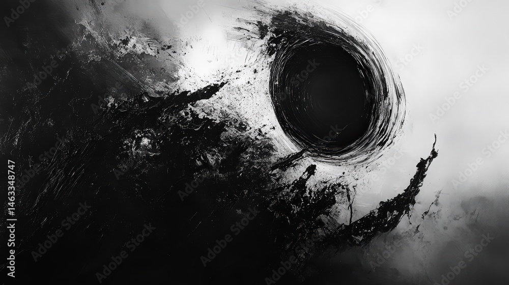 Poster abstract monochromatic vortex with dynamic fluid textures and gradient tones