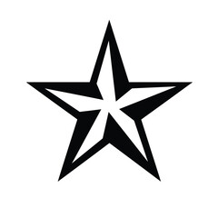 Simple and clean black and white star isolated on a white background graphic design