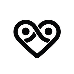 Abstract heart symbol design featuring two intertwined circles with rounded corners for love concepts