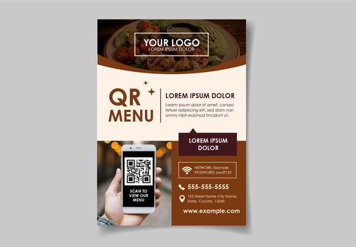Brown And Beige Restaurant Qr Code Printable Menu Layout