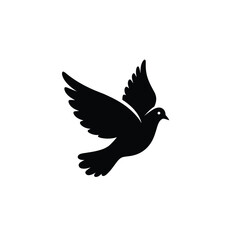 Silhouette of a flying dove peace symbol vector graphic on a white background