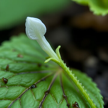 Closeup halved syconium on leaf