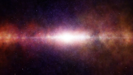 Mystical dark universe with star light and clouds illustration.