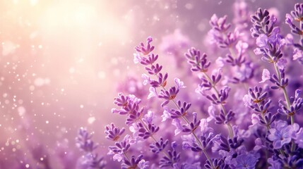Obraz premium Lavender flowers with sparkles and sunlight