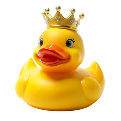 Royal Rubber Duck: Yellow Duck with Gold Crown - Cute Stock Photo