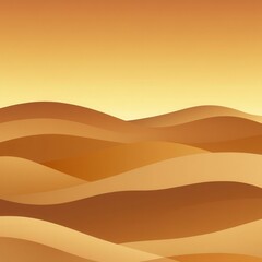 Expansive Desert Landscape with Gentle Undulating Sand Dunes in Warm Shades of Gold and Brown Under a Soft Sunrise Sky