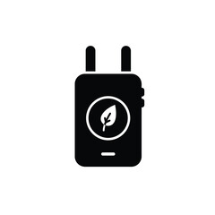Eco friendly power plug concept with leaf symbol illustrating sustainable energy