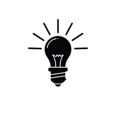 Fototapeta premium Black and white simple vector illustration of a light bulb idea concept on white background