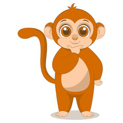 Obraz premium Cute Baby Monkey Character in Cartoon Style. Vector Illustration.