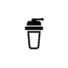 Minimalist black and white protein shake shaker icon for fitness and health concepts