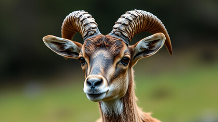 portrait of a mouflon ovis.