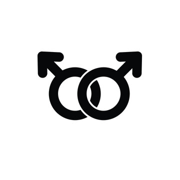 Intertwined male symbols representing gay relationship and lgbtq community concept