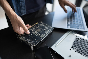 IT Engineer installing Hardware Equipment Development Facility Engineer  Maintenance computer Motherboard Electronic repair shop technology business