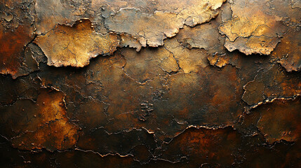 Naklejka premium A dark, earthy canvas of chocolate brown, etched with a distressed vintage grunge texture, hinting at stories whispered through time, inviting the viewer to step into a forgotten world 