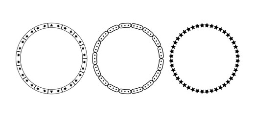  Round Frame Made with Star Elements Vector Design Set