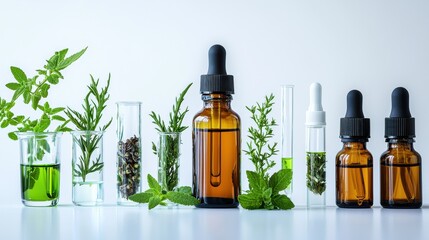 Herbal extract production laboratory photography clean room close-up view natural ingredients for wellness