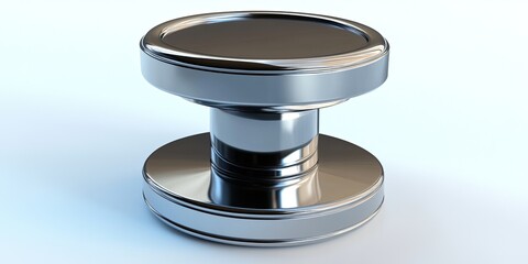 Chrome Metal Knob 3D Render:  A Polished, Cylindrical Design Element for Industrial or Modern Settings