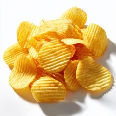 Crispy potato chips close up shot for food photography and snack ads