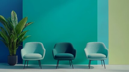 Cozy Modern Office Lounge with Vibrant Walls