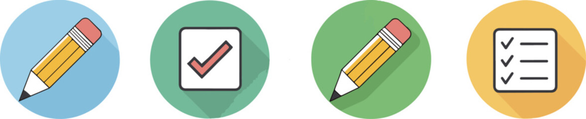 Task and Confirmation Flat Icon Vector Set