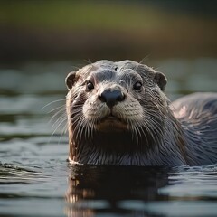 close up of a otter