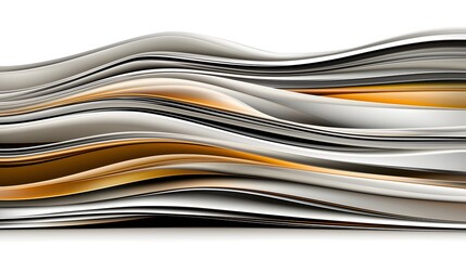 Abstract Flowing Paper Waves in Soft Tones of White, Gray, and Gold Hues