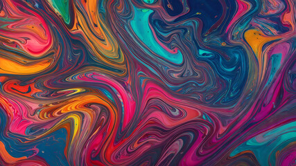 Obraz premium Vibrant Abstract Fluid Art with Colorful Swirling Paint Texture