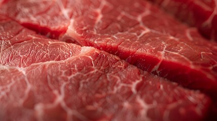 Fresh Raw Beef Cuts Displaying Intricate Marbling and Texture Close-Up