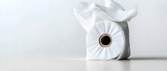 White Paper Roll Against White Background