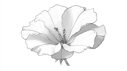 Detailed grayscale illustration of a single flower.