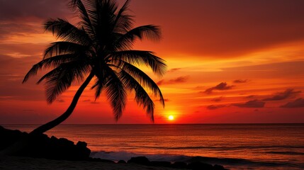 sky sunset beach palm trees