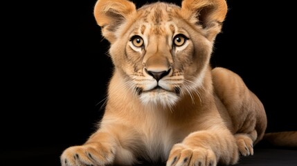 Obraz premium calm lion sitting white background