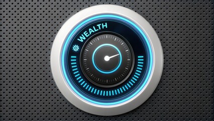 Modern wealth savings and financial growth. Wealth meter with modern design and glowing accents on a textured background.