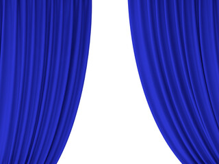 Two blue curtains tied at the ends, tied at a distance from each other PNG transparent.
