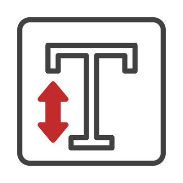 Text height alteration icon presenting vertical adjustment with typographic element