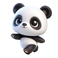 Cute 3D panda isolated on white background © adobe