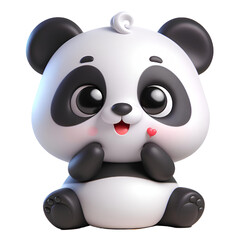 Cute 3D panda isolated on white background © adobe