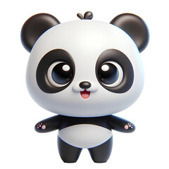 Cute 3D panda isolated on white background © adobe