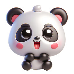 Cute 3D panda isolated on white background © adobe