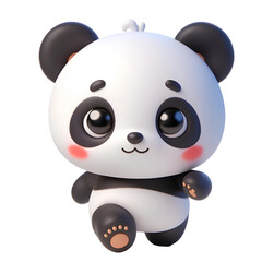 Cute 3D panda isolated on white background © adobe