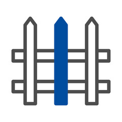 Stylized Fence Icon with Prominent Center Picket in Contrasting Blue Hue