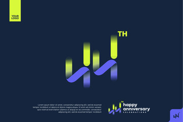 Modern 44th Anniversary Celebration with Gradient Number and Minimalist Design for Corporate or Startup Branding